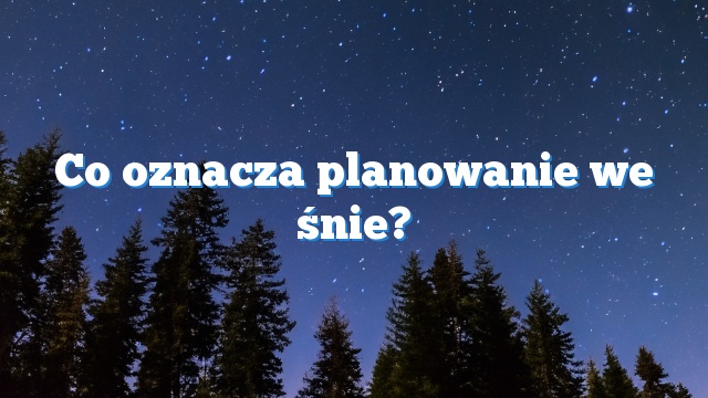 Co oznacza planowanie we śnie?